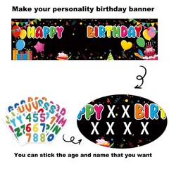 Personalized Birthday Banner For Party, Name And Ages DIY Banner Includes Alp…