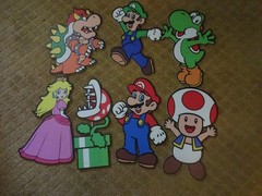 7 PIECE SUPER MARIO CARDBOARD CUT OUTS FOR PARTIES OR BEDROOM WALL ART