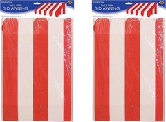 Circus Carnival Red & White Awnings – 3D Wall Decor 2-Pack