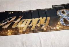 Large 9.8 x 1.6 ft Happy 3rd Birthday Banner Pink Indoor or Outdoor Sign