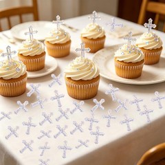 520Pcs Cross Table Confetti Decor Glitter Table Confetti Cross Decoration for B