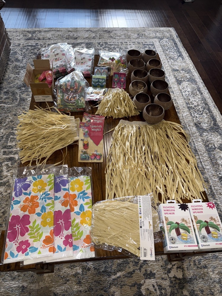 Random Mix Of Hawaii Luau Party Supplies For Birthday, Shower, Etc.