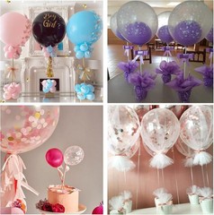 10 juegos de soportes para globos con base para centros de mesa y escritorios.