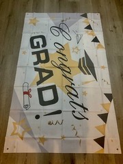 Graduation Party Supplies Congrats Grad 3×5 Party Banner Decor Black & Gold