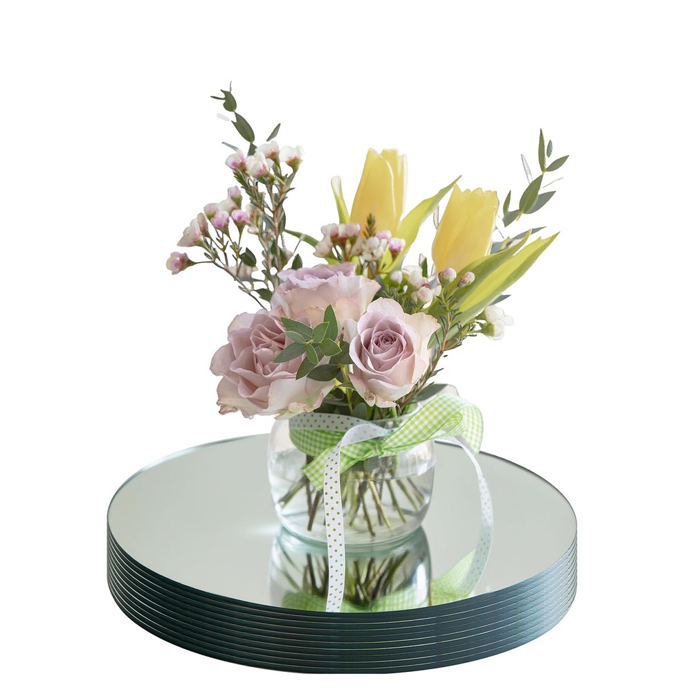 10 PCS Acrylic Round Mirrors Trays Plates Table Centerpieces 10 Inch 25 cm