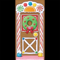 Holiday GINGERBREAD HOUSE Door Cover Poster Backdrop Christmas Candy Decoration