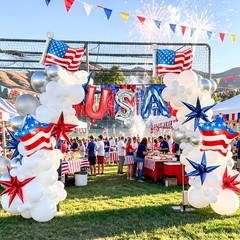 28 Inch USA Letter Balloons Red Silver Blue 4th of July Party Decorations