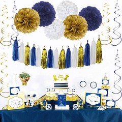 Birthday Decorations for Men, Navy Blue and Gold Party Decorations Set – Happ…