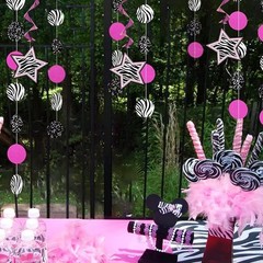 Zebra Passion Pink Hanging Swirl Decorations One Size, Multi Color