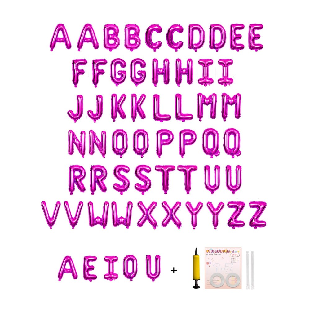 58 PCS Letter Balloons Alphabet Letters 2 Sets A- Z & 1 Sets AEIOU 16 – Inch …