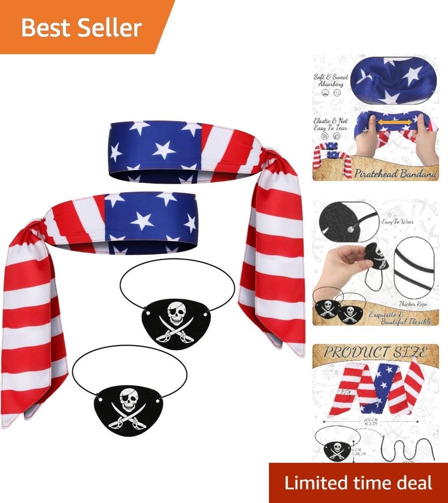 Comfortable Lightweight Pirate Accessories for Halloween Parties – 4-Piece Set