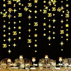 Gold 35th Birthday Decorations Number 35 Circle Dot Twinkle Star Garland