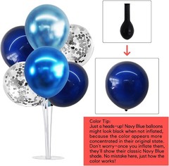4 Set Metallic Blue Silver Balloon Stand Centerpiece Table Decorations for Me…