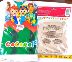 Cocomelon themed party decorations, coloring play pack for kids