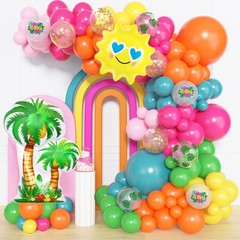 165Pcs Summer Aloha Tropical Balloon Arch Garland Kit, Hot Pink Green Orange …