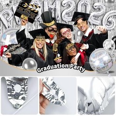 Graduation Prom 2026 Decorations – Balloon Garland, Foil Fringe, Disco Ball Prop
