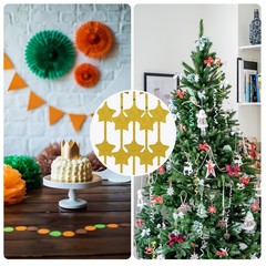 3 Pack Party Backdrop Decoration,Star Streamer Foil Fringe Curtain,Laser Gold