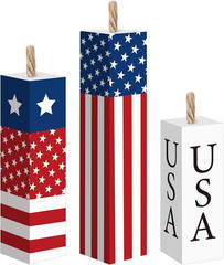 3 Pcs 4th of July Decorations Set Wooden Patriotic Table Centerpieces Independen
