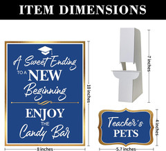 2025 Graduation Candy Buffet Signs Decorations Blue Grad Party Dessert Table Si