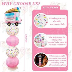 Ice Cream Balloon Column Stand Kit and Paper Lantern 2 Sets 5 Feet with Reusa…