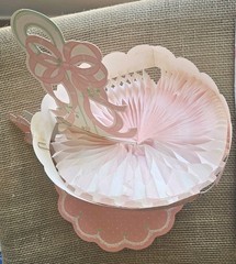 1981 Hallmark Rosebud Lace Pink Tissue Umbrella Centerpiece Party Shower 10″