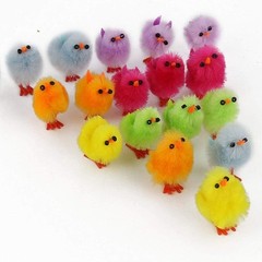 24 Multicoloured Easter Chicks Plush Fluffy Chickens Egg Hunts Kids Bonnet Decor