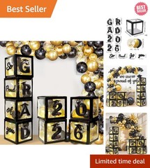 Stunning 2026 Graduation Decor Kit – 4 Balloon Boxes with Customizable Features