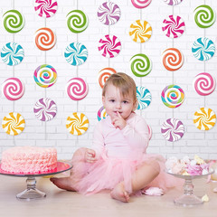 8 Pieces Candy Party Decorations Candyland Paper Garlands Candy Paper Cutouts Lo