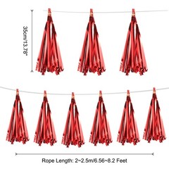 30Pcs Bright Red Tassel Garland Banner with Rope