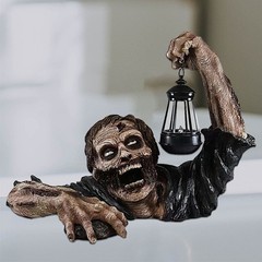 Ground Breaking Zombie Skeleton Prop Lantern Halloween Party Garden DecorationJQ