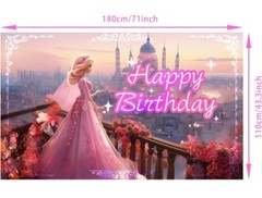 Princess Happy Birthday Backdrop 71×43 Inches – New 👑
