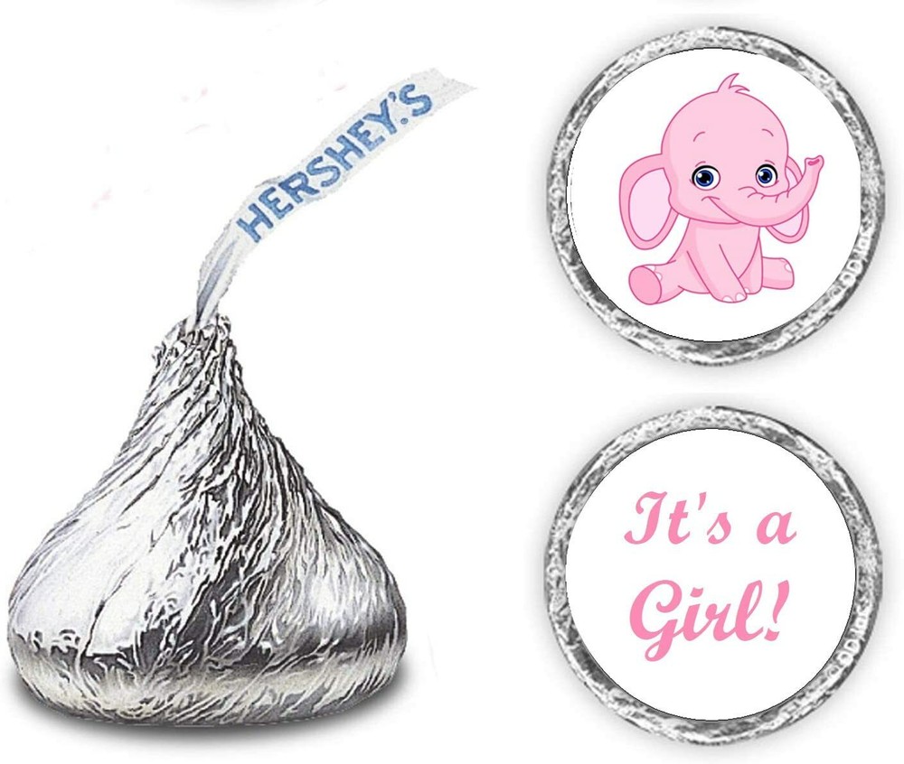 RokAPary 324 Pink Elephant Its a Girl Baby Shower Favors Stickers for Baby Showe