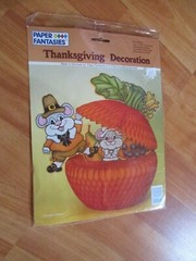 9″ Happy Thanksgiving Autumn Honeycomb Decoration 1992 Paper Fantasies NOS