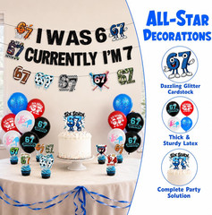 6 7 Birthday Decorations Set, I Was 6 Now I’M 7 Banner 12 Cupcake Toppers &16 Ba