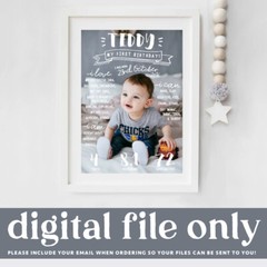 Printable First Birthday Milestone Board, Boy’s Girl’s 1st Party Decoration PDF