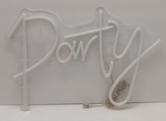 White LED Light Up «Let’s Party» Plastic Party Sign, Text Pattern Party Theme
