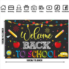 Welcome Back to School Banner Party Decorations Backdrop Black First Day of Scho