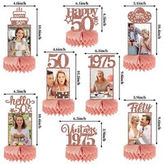 Happy 50th Birthday Honeycomb Centerpieces Pink Rose Gold Hello 50 8 Pieces