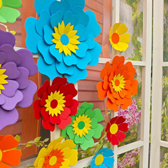 Rainbow Fiesta Decorations Multi-Color Paper Flower for Birthday Wedding Rainbow