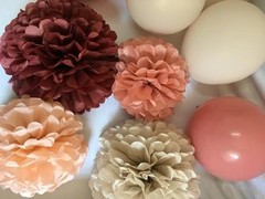 Bridal Shower Decorations Maroon – Fall color Maroon Dusty Burgundy + Peach