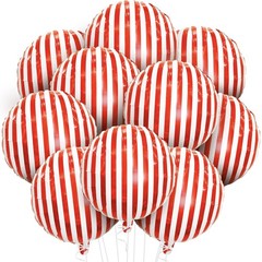 Red and White Striped Balloons 18 Inch, Pack of 10 for Circus Parties