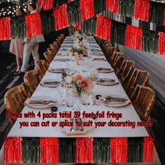 4 Pack 10 Feet Black Red Parade Floats Foil Fringe Garland Metallic Tinsel
