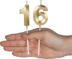 Gold 20th Birthday Candles for Cakes, Number 20 2 Glitter 1 9 inch,