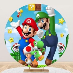 Round Backdrop Cover Popular Games Super Mario Birthday Party Photo Background