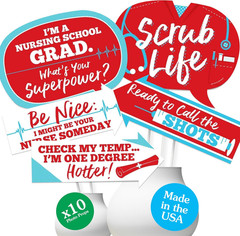 Graduation Party Photo Props Kit – 10-Piece Nursing Graduation Photography Acces