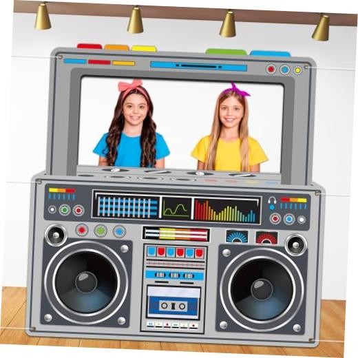 Radio Boombox Photo Booth Props for 80s 90s Party Decorations 59 X 59 Inch Gray