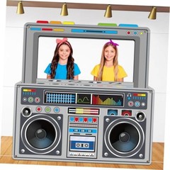 Radio Boombox Photo Booth Props for 80s 90s Party Decorations 59 X 59 Inch Gray