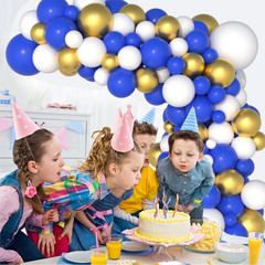 Royal Blue and Gold Balloons Garland Arch Kit, 142PCS Dark Blue White Metallic G