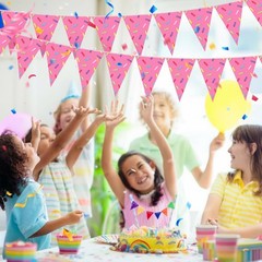 5 Pcs Donut Party Decorations Ice Cream Donut Pennant Banner Pink Confetti Sp…