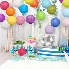 20PCS Colorful Paper Lanterns with Lights, Hanging Chinese Paper Lanterns for Pa